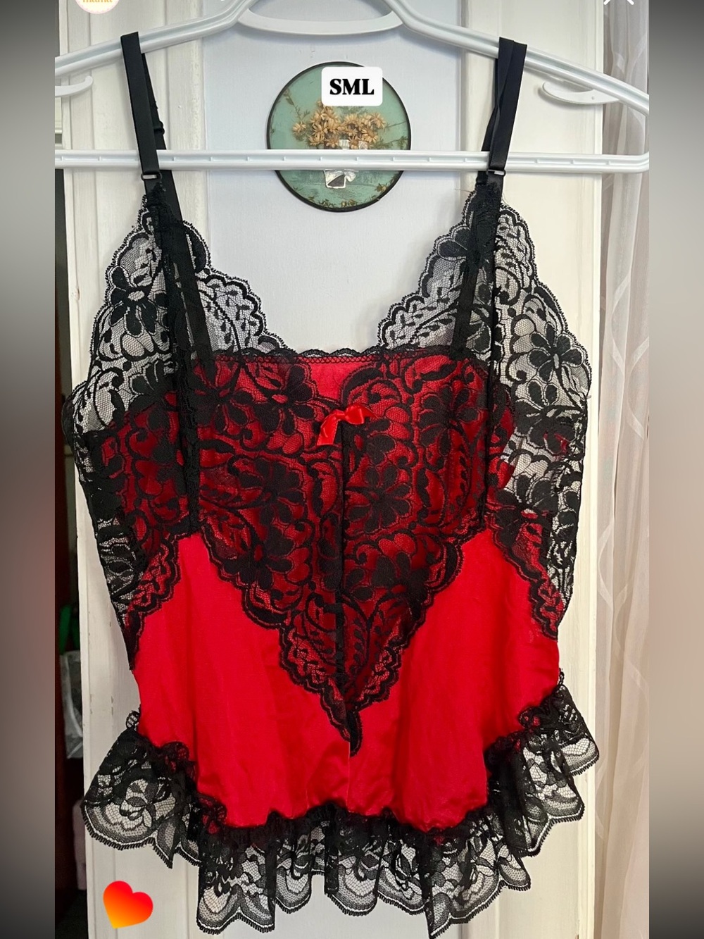 Red & Black Lace Chemise Nightwear - Women Intimates